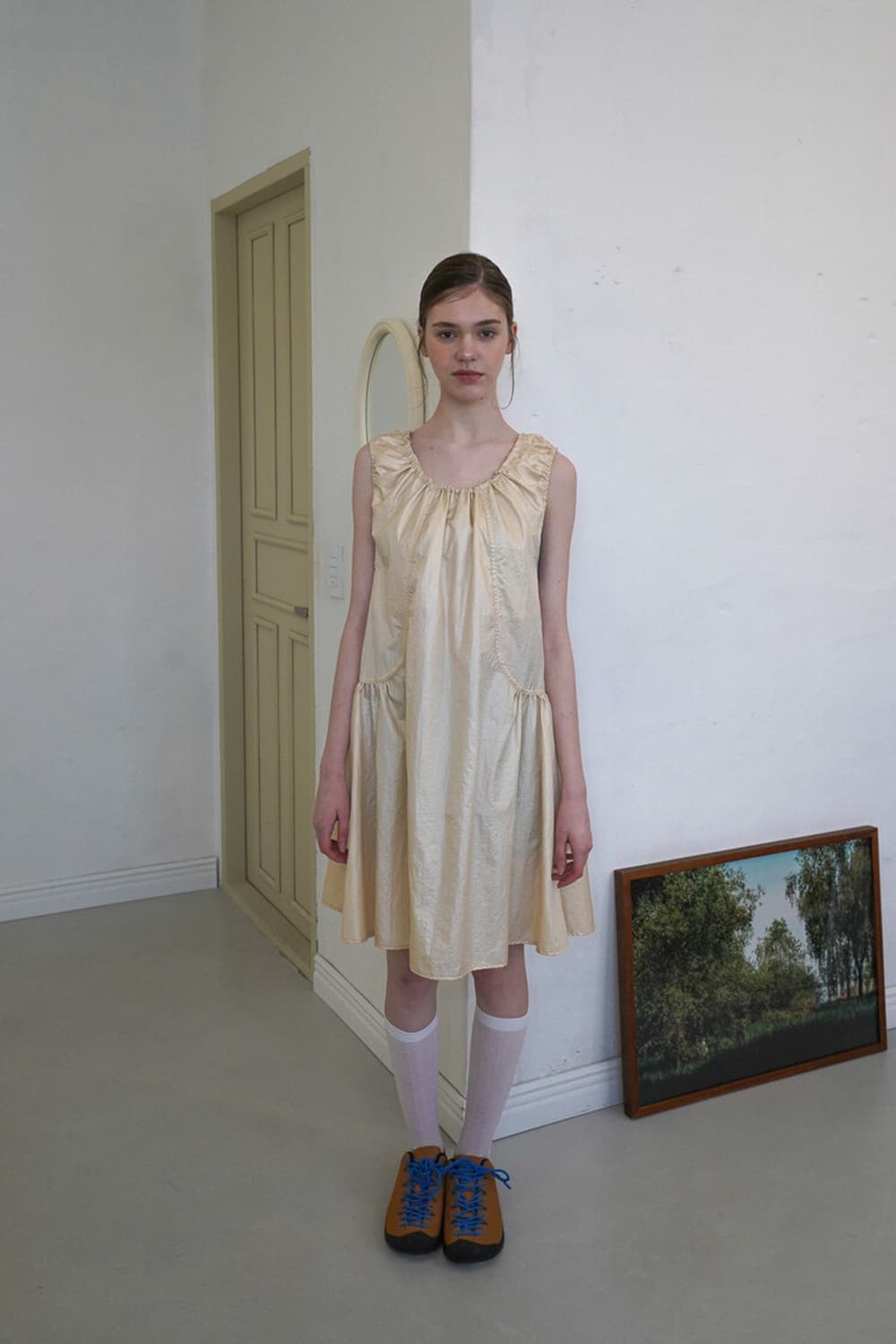 ye-d SHIRRING DOUBLE STITCH DRESS 상품이미지1