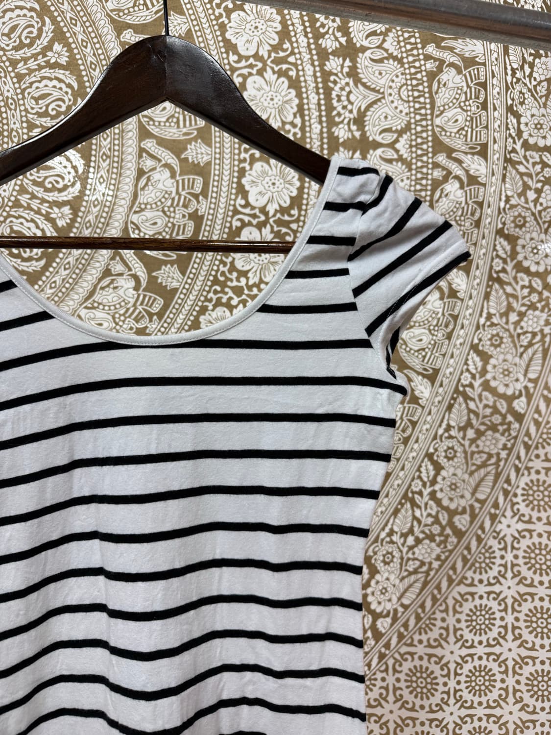 여성 스트라이프 롱 반팔티  상품이미지4