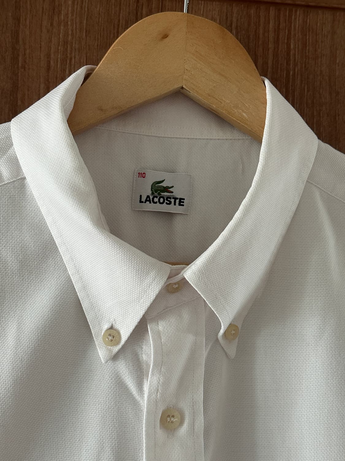 LACOSTE 화이트 버튼다운 반팔 셔츠110 상품이미지6
