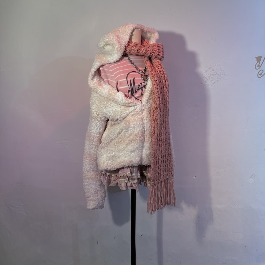 핑크 스트라이프 후드집업 상품이미지3