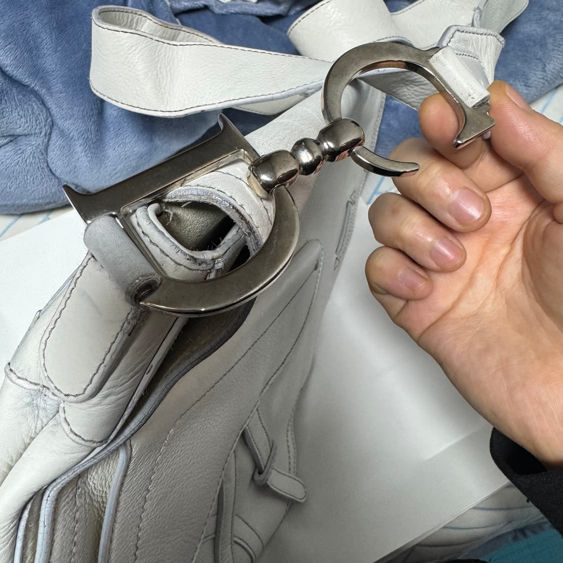 빈티지 디올 화이트 빅 새들백 크로스백 슬링백 메신저백 상품이미지9