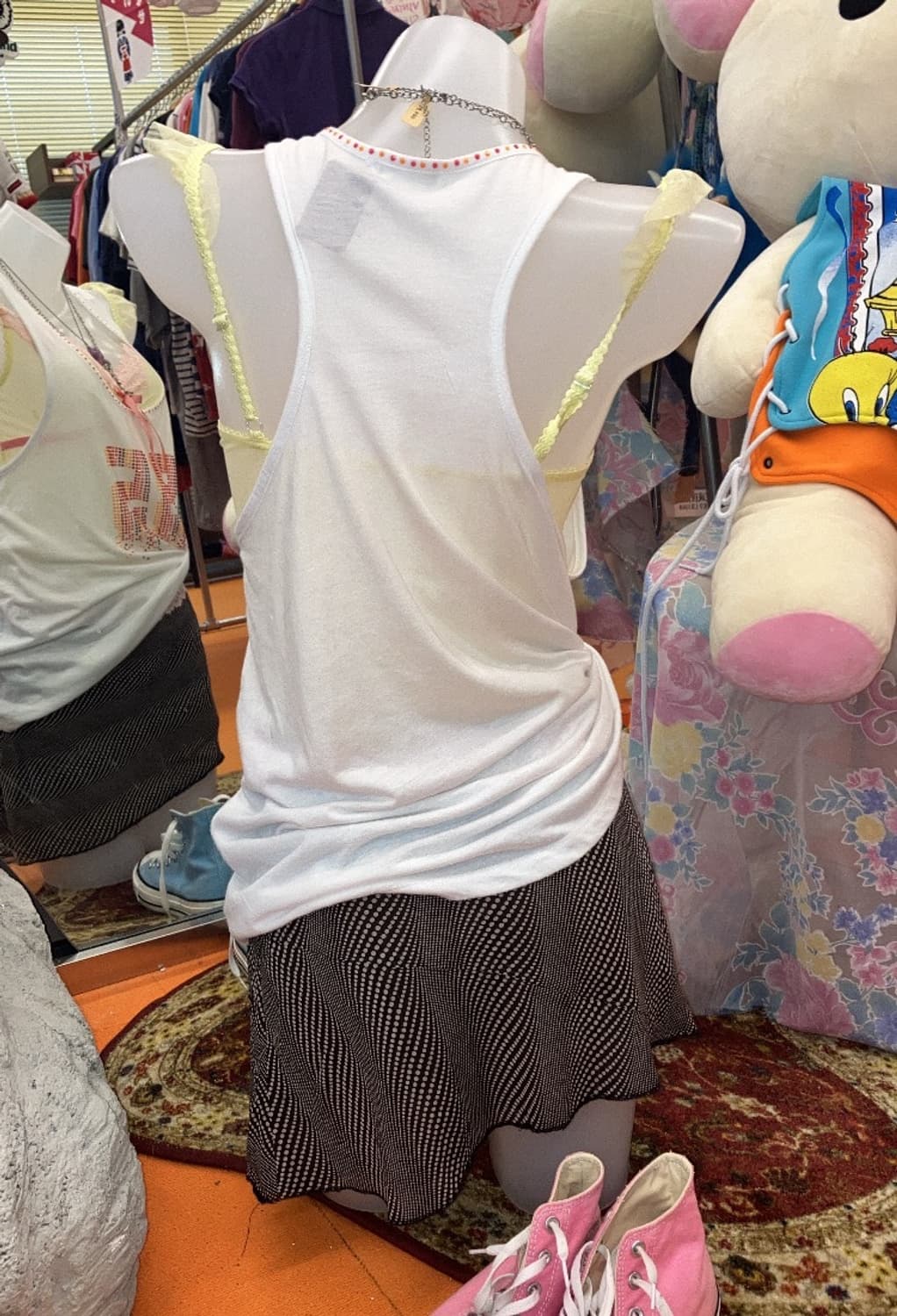 빈티지 레터링 비즈포인트 슬리브리스 상품이미지3