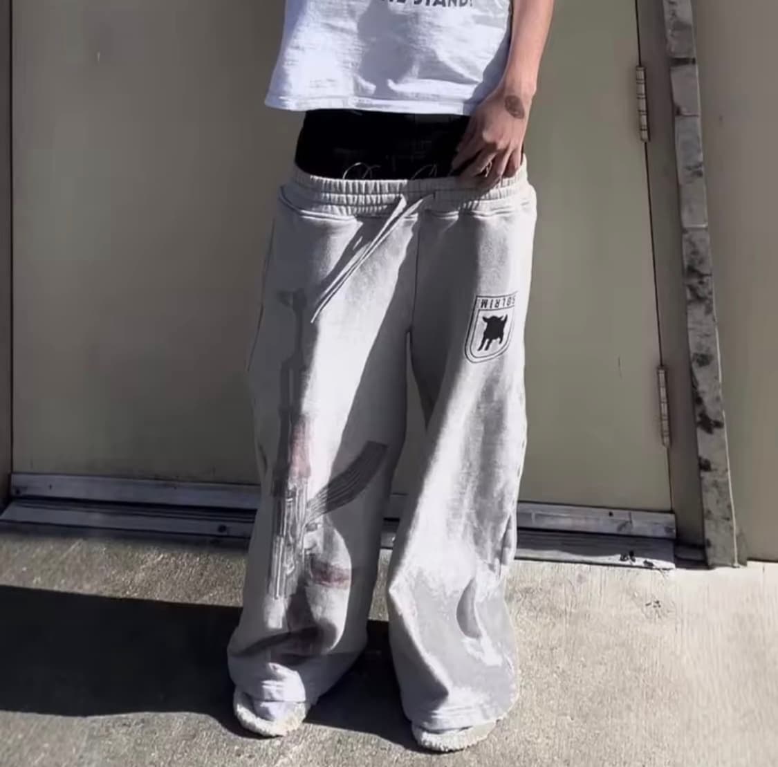 Sagging double waist wide pants 상품이미지4