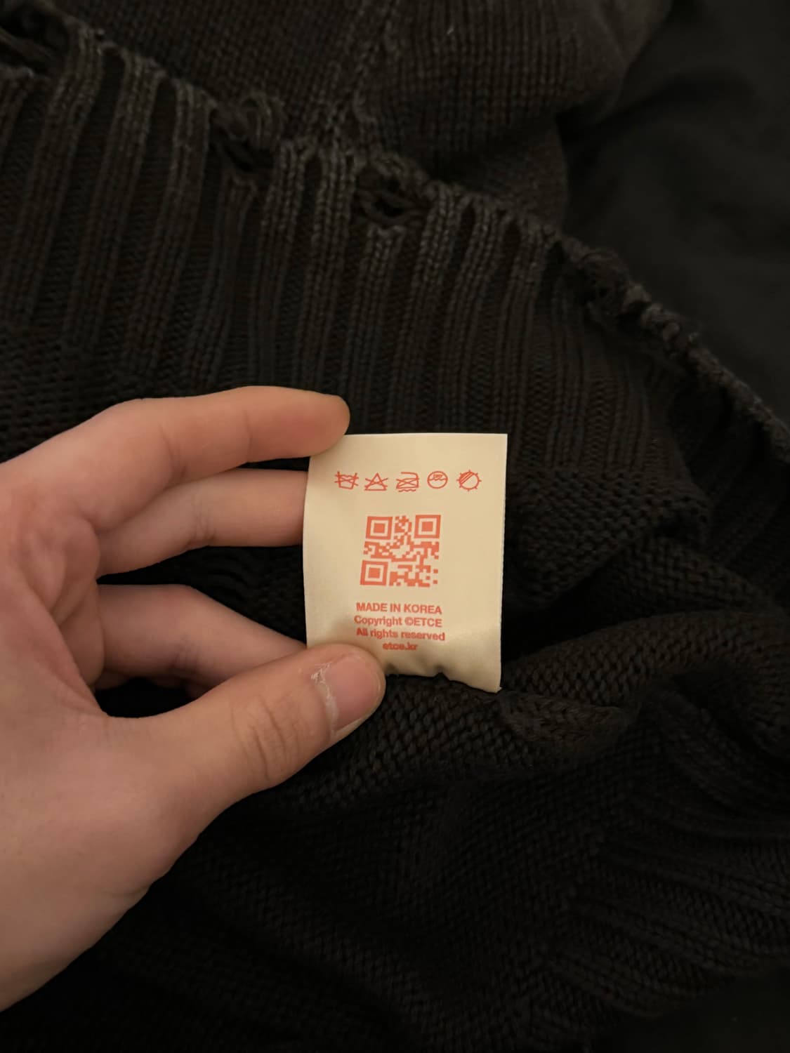 이티씨이 디스트로이드 워시드 니트 블랙 상품이미지7