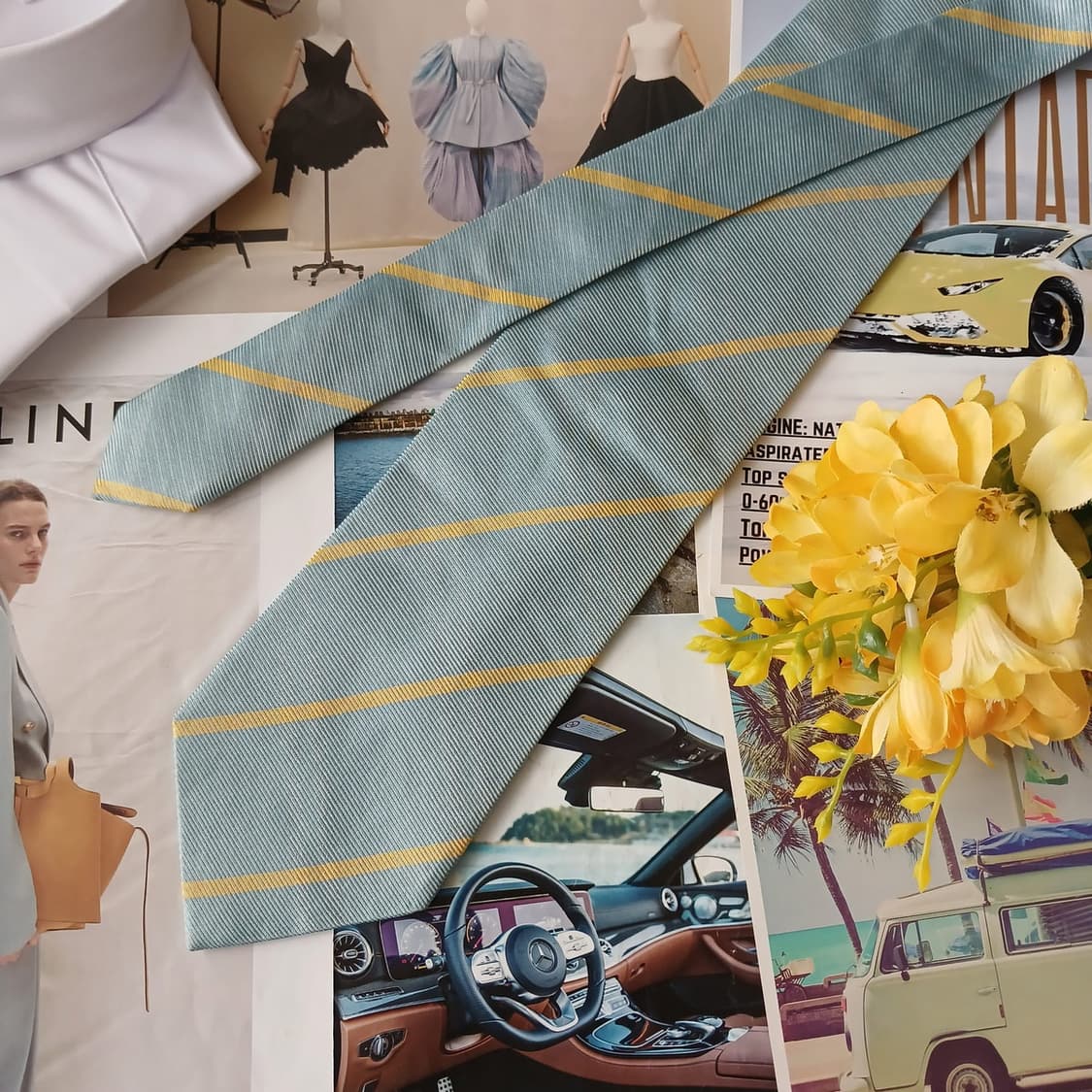 에르메네질도 제냐 실크 스트라이프 넥타이 9.9cm A+등급 A18889 상품이미지3