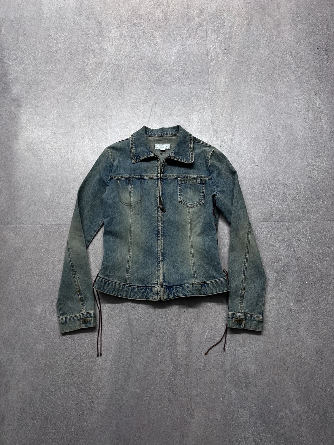 VIKI Side Eyelet Lace-Up Trucker Zip Jk 상품이미지4