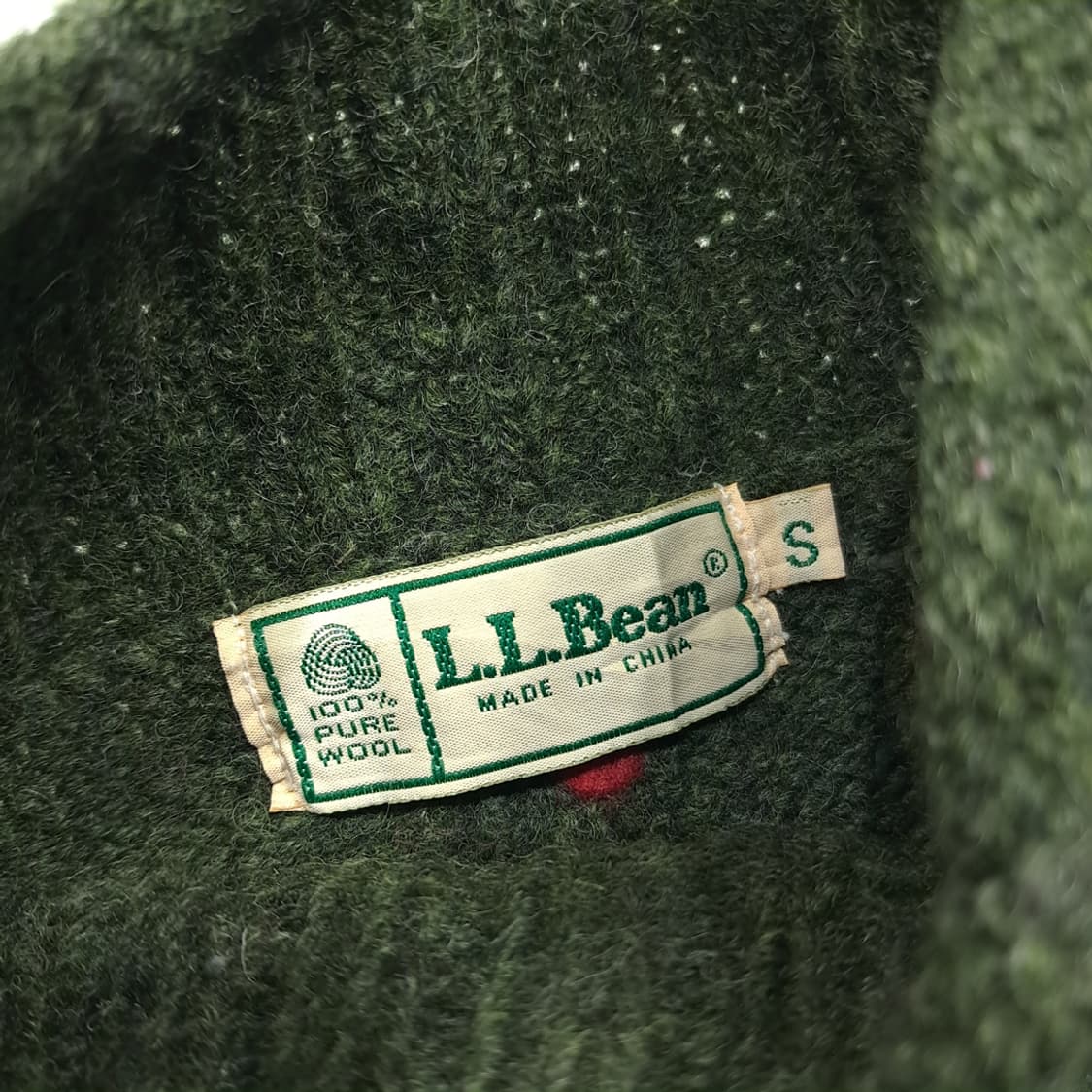 CL050 엘엘빈 퓨어울 울마크 플로럴인타르시아 그린 목넥 니트 스웨터 상품이미지3