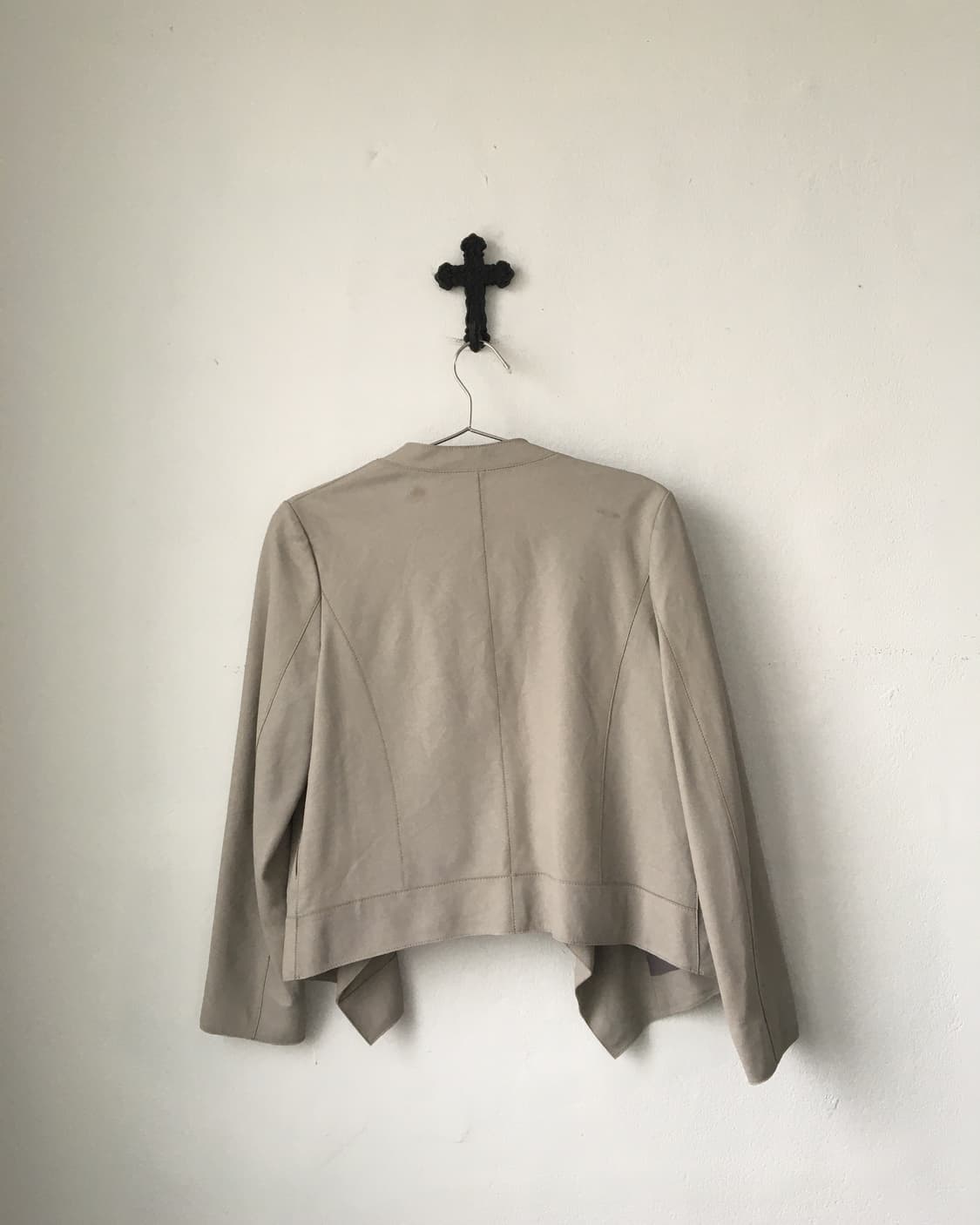Drape point leather open jacket 상품이미지3