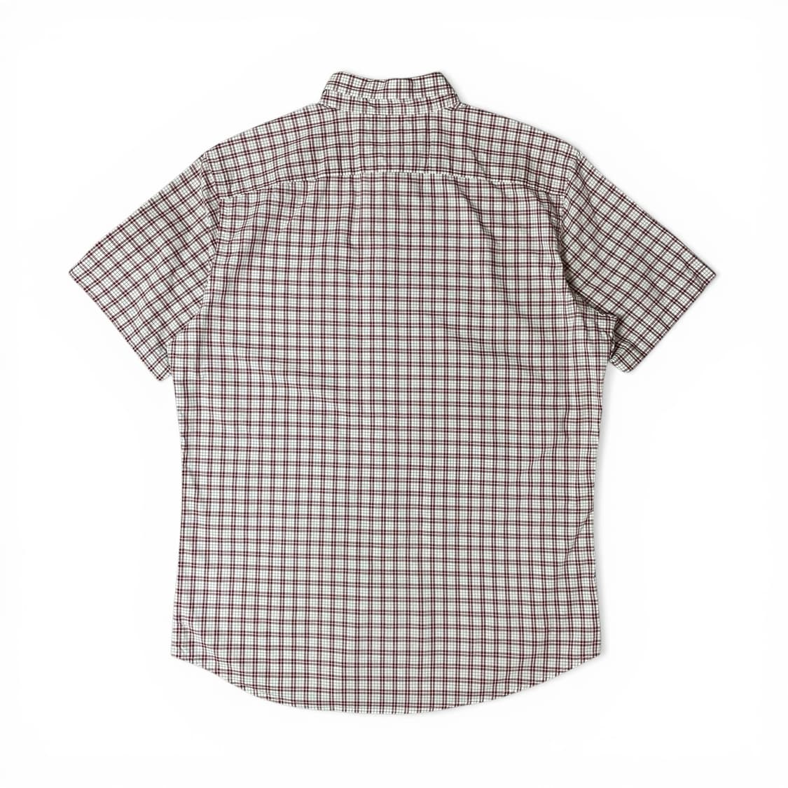 바나나리퍼블릭 레드 화이트 체크 배색 원포켓 스탠다드핏 반팔 셔츠 L 상품이미지2