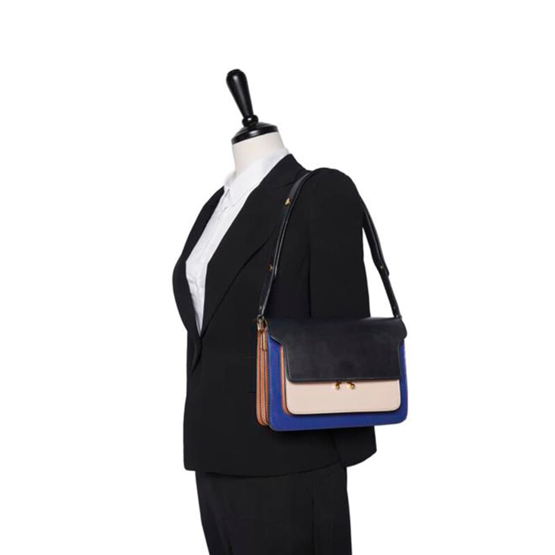 (중고) 마르니 멀티컬러 카프스킨 트렁크 미듐 숄더백 상품이미지4