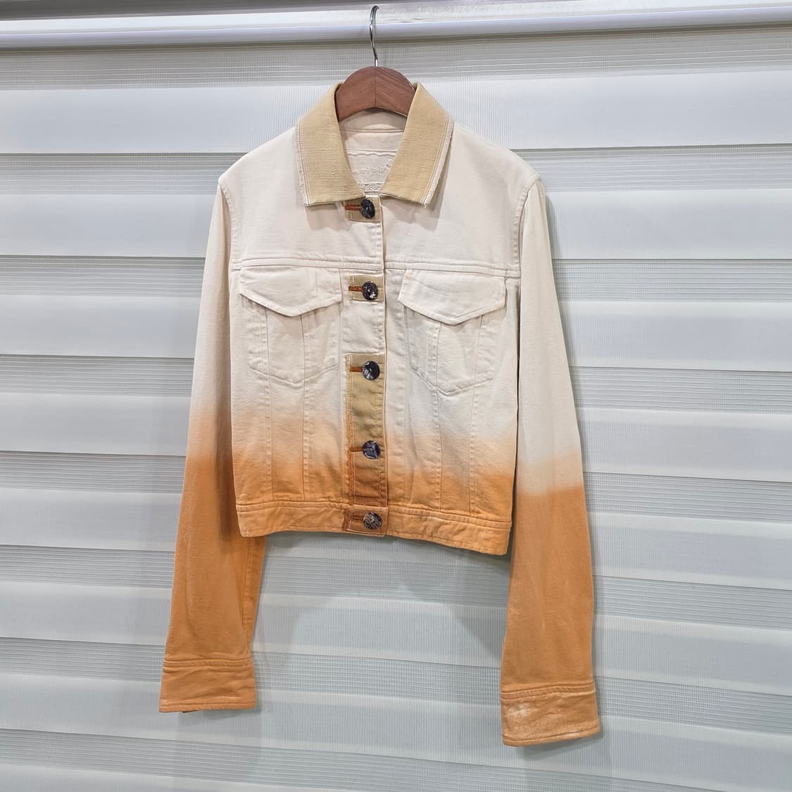 츠모리 치사토 배색 데님 크롭 자켓- 우먼M 상품이미지1