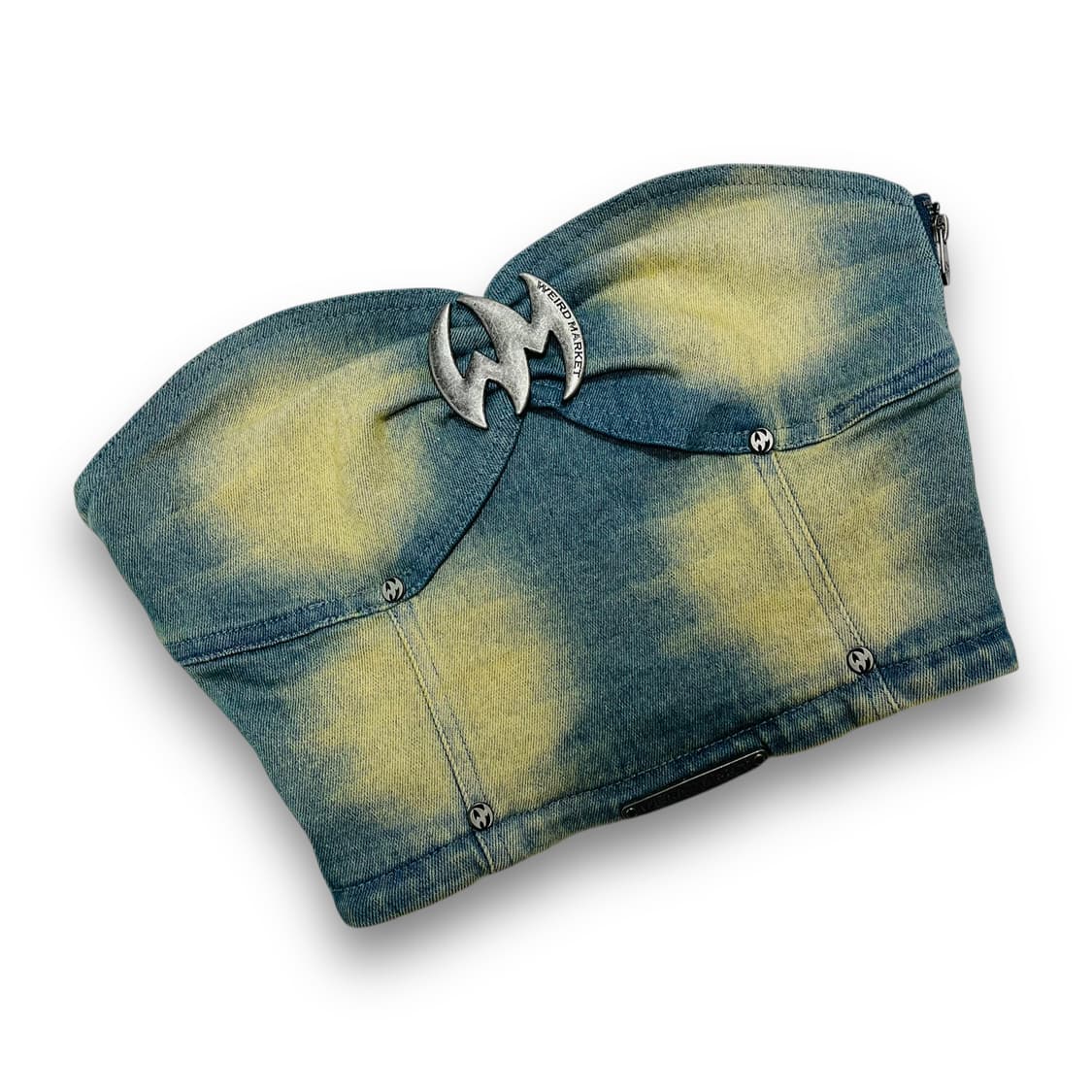 위어드 마켓 워시드 엠블럼 워시드 데님 슬리브리스 상품이미지1