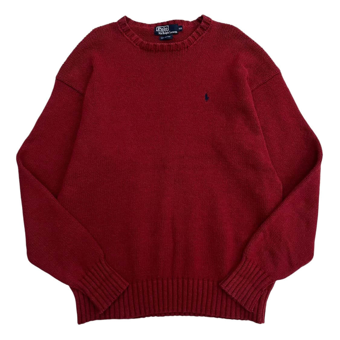 폴로 랄프로렌 90's 네이비포니 딥레드 꽈배기 헤비울 니트 105 상품이미지2