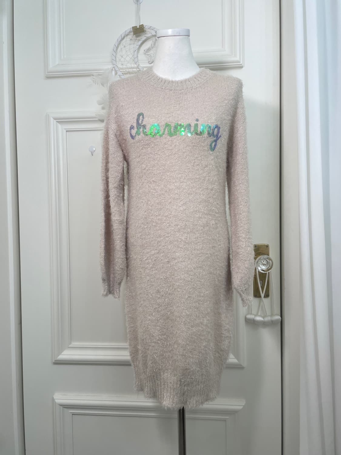 cream ivory spangle point shaggy knit op 상품이미지1