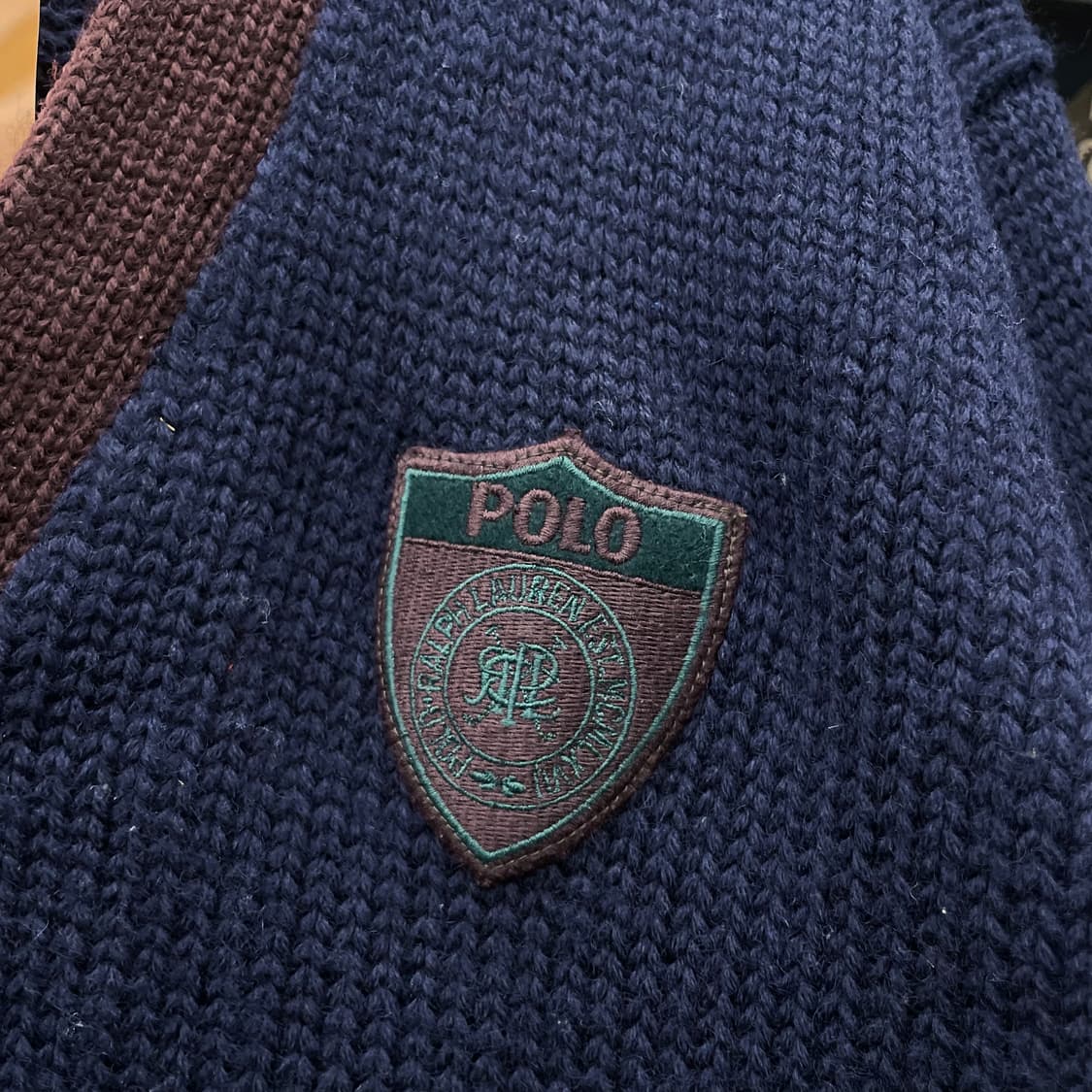 90s 폴로 랄프로렌 방패 로고 울 니트 가디건 스웨터 상품이미지4