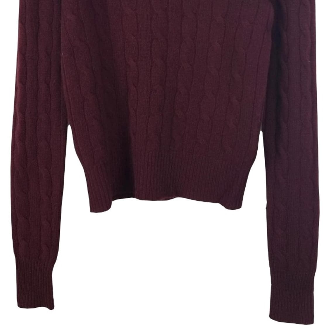 [폴로 랄프로렌] 퍼프 슬리브 케이블 꽈배기 니트 버건디 M18852 상품이미지5