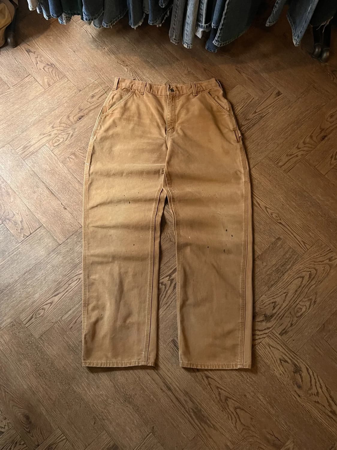 [36]칼하트 USA 빈티지 페인팅 브라운 싱글니 카펜터 워크 팬츠 상품이미지1