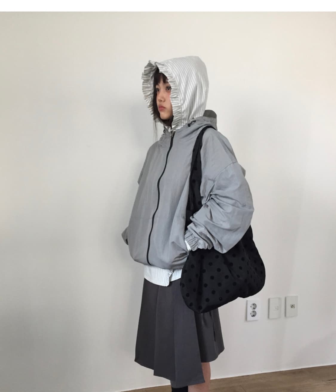 프릴후드 스트라이프 셔츠 상품이미지5