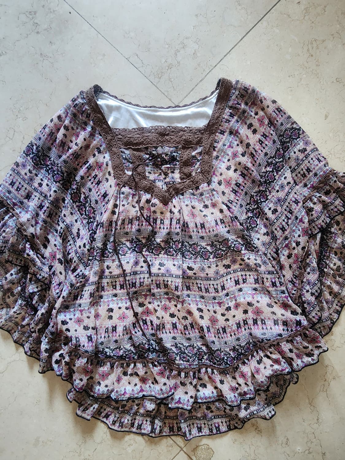 빈티지 모리걸 판쵸 가오리핏 반팔 상품이미지1