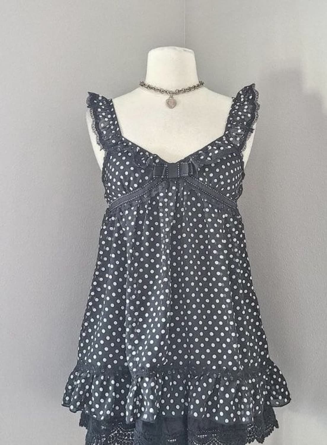 트랄라라 도트 리본 캐미솔 라떼히메갸루 빈티지 리즈리사 상품이미지1