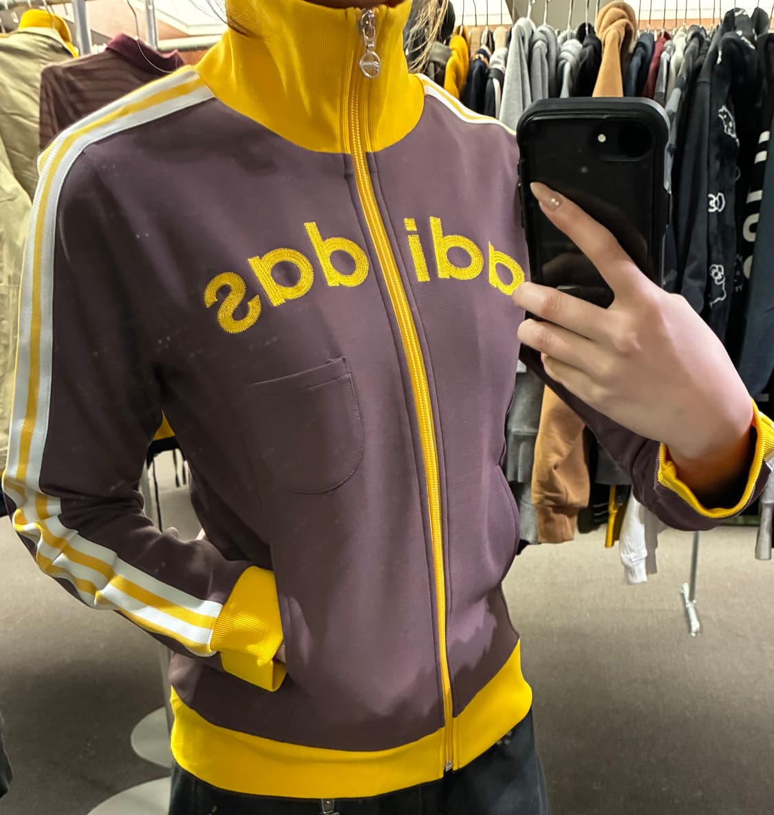 M)Adidas 빈티지 여성 빅로고 옐/퍼 트랙탑 져지 상품이미지2