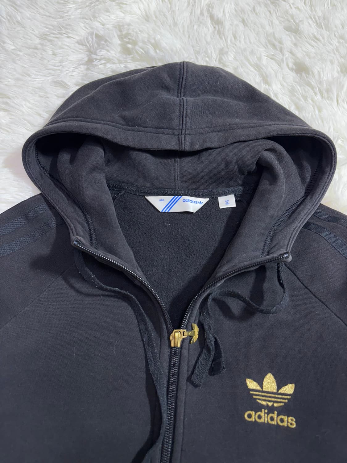 아디다스 블랙 빅로거 딱붙핏 후드집업  상품이미지8