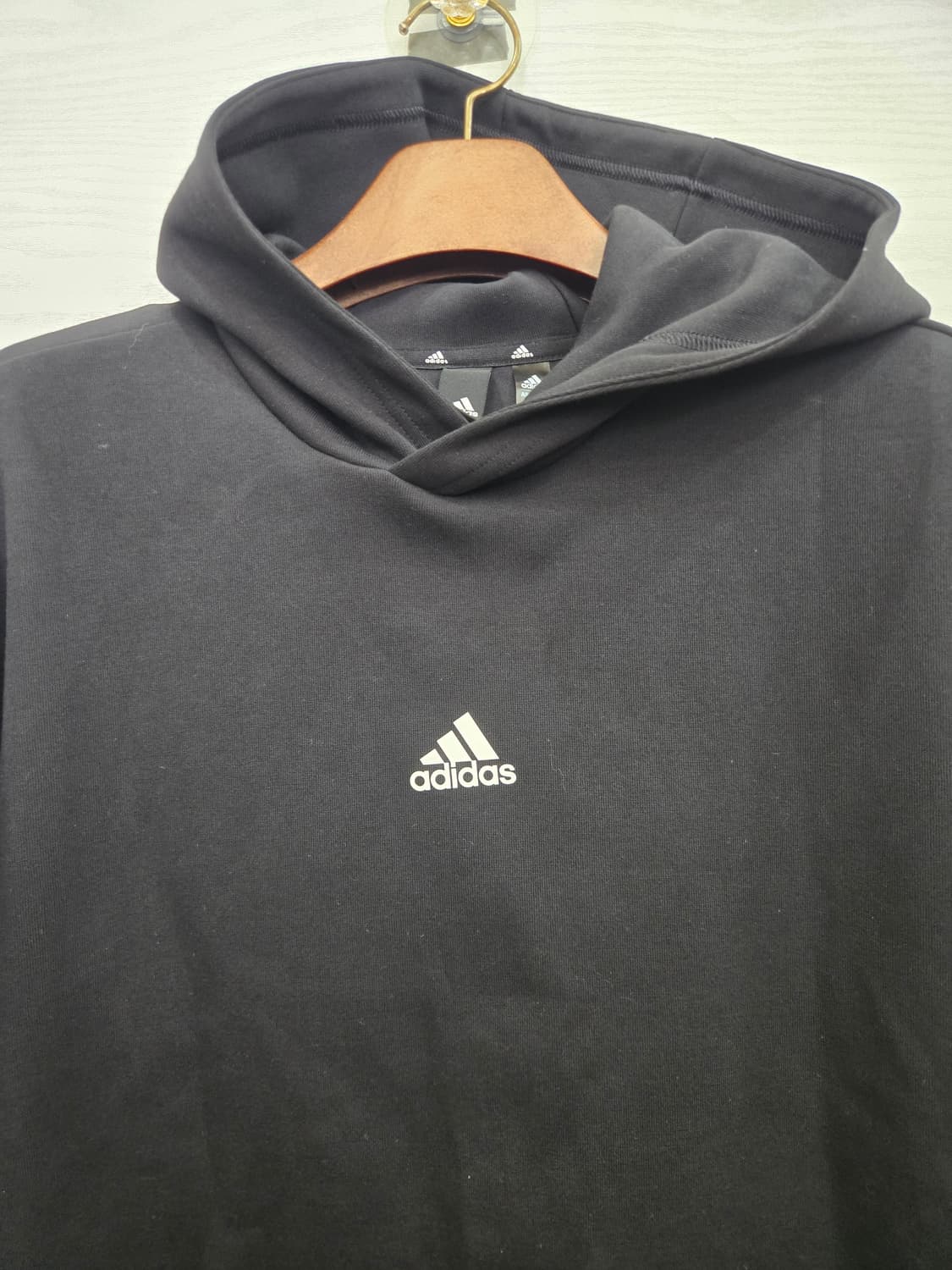 100,L)) adidas 아디다스 후드티셔츠! 블랙&화이트! 상태굿~ 상품이미지2