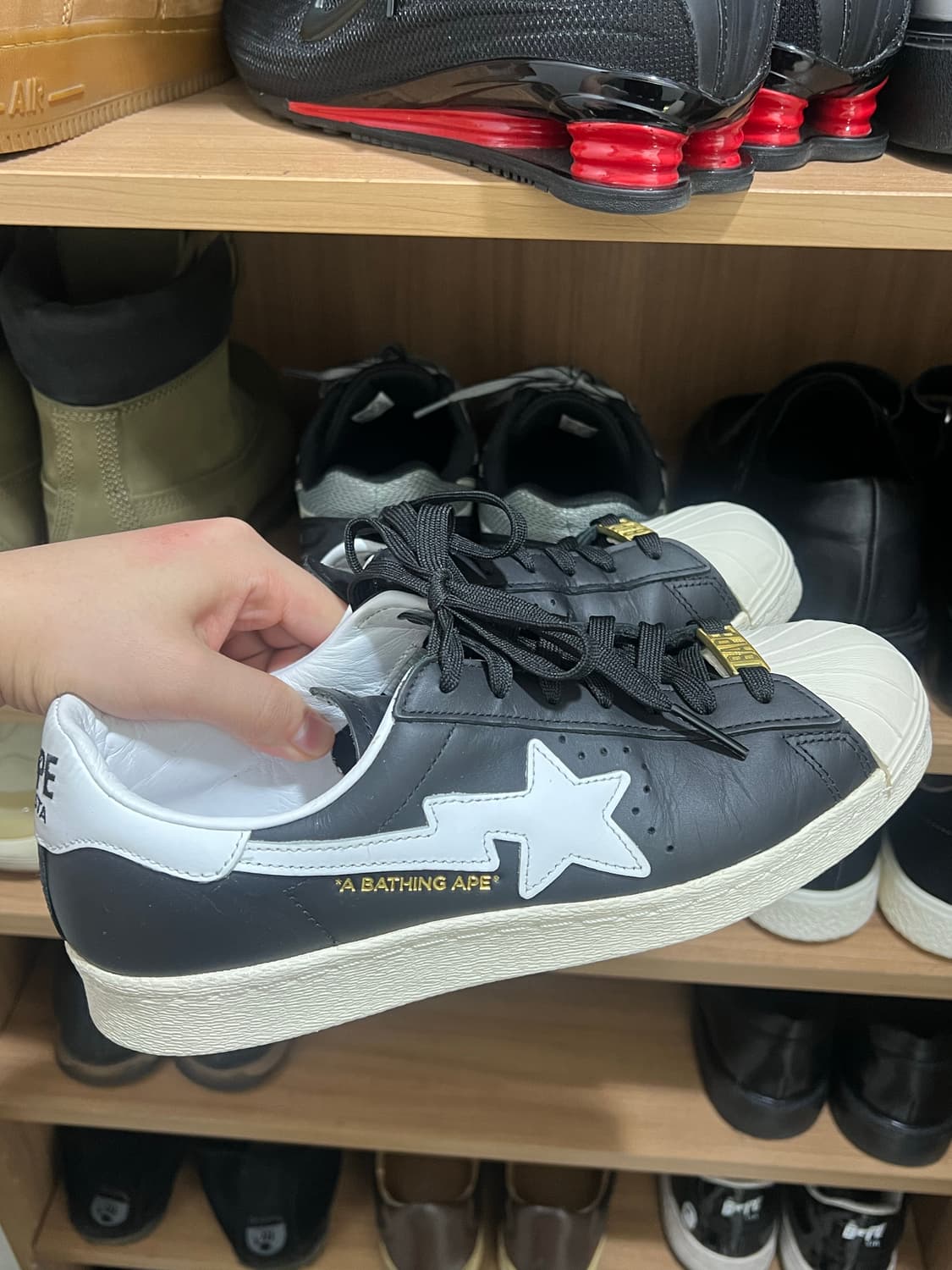 [255] 아디다스 x 베이프 슈퍼스타 80s 코어 블랙 오프 화이트 상품이미지4