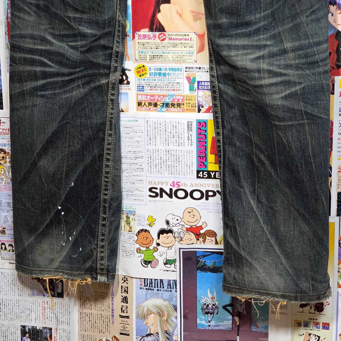 데미지 페인팅 샌드 워싱 데님 팬츠 상품이미지4