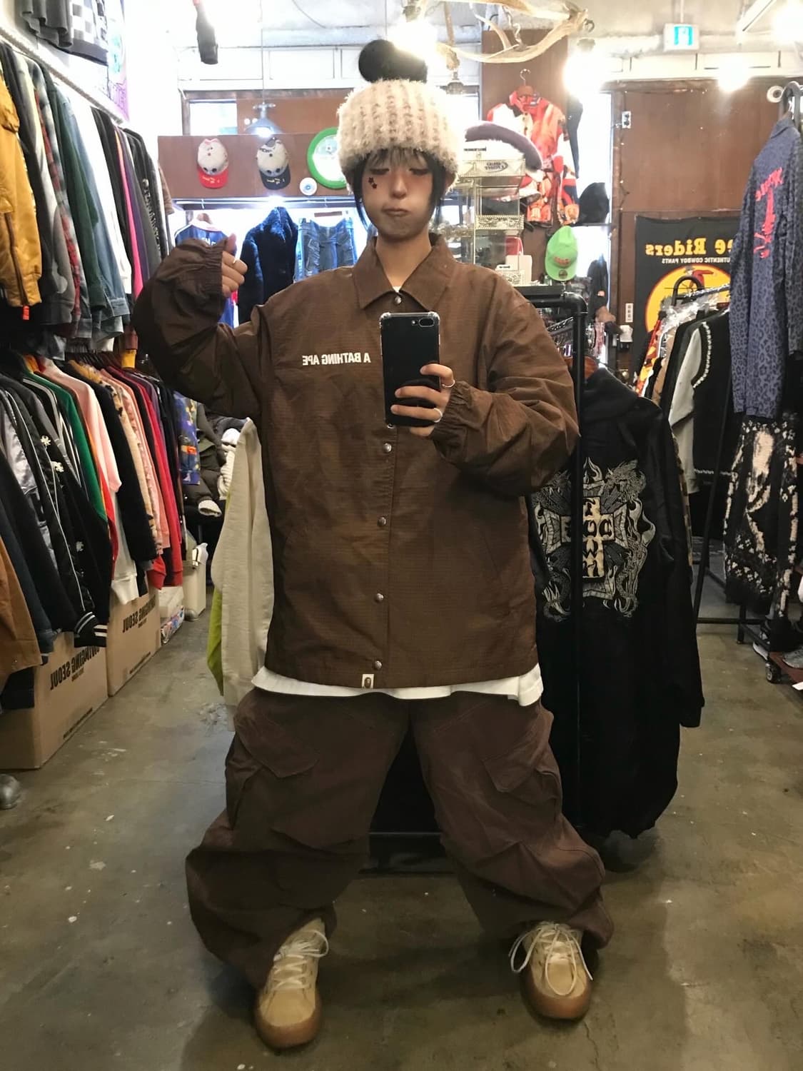 Bape Brown Pattern Coach Jacket  상품이미지7