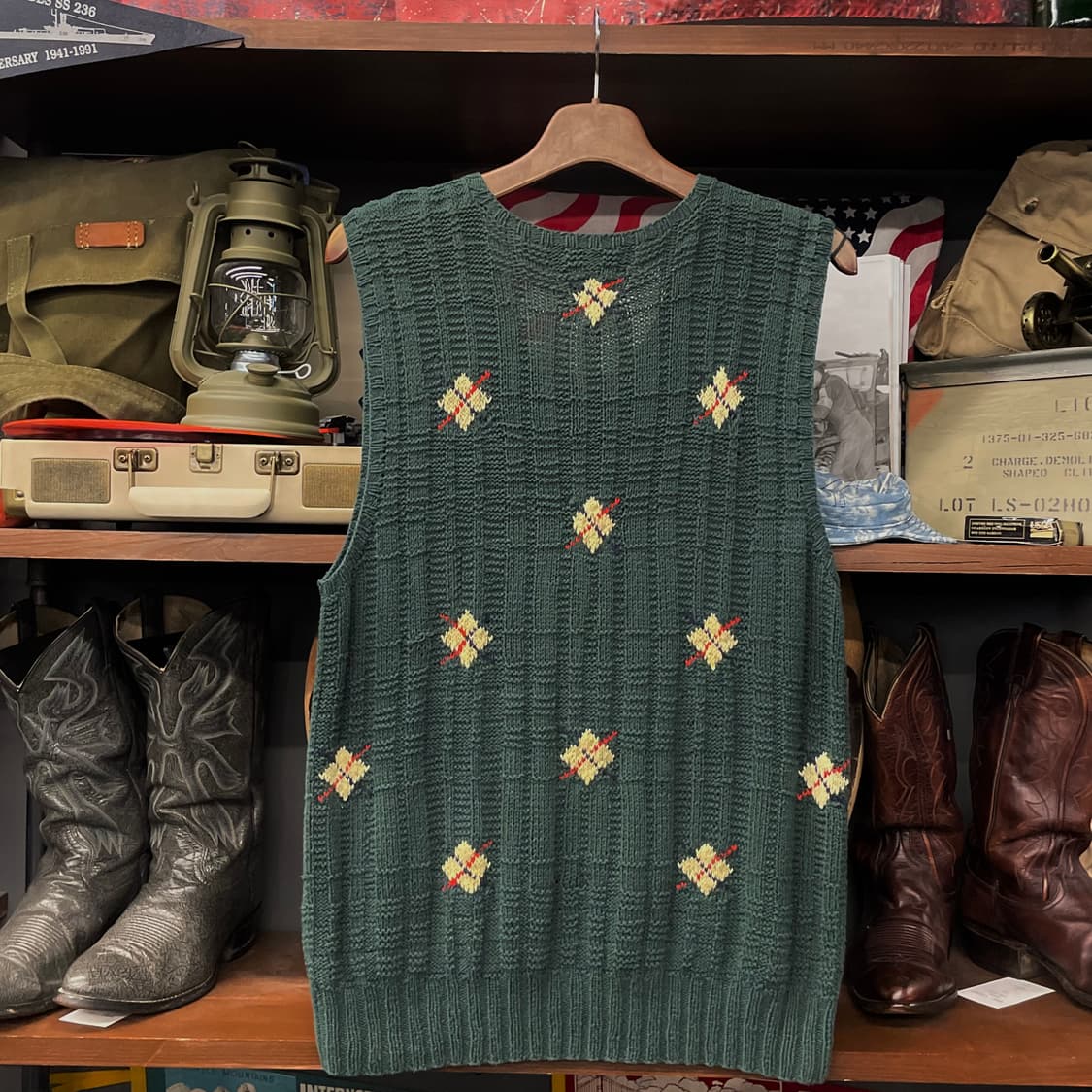 90s 폴로 랄프로렌 핸드 니트 아가일 패턴 브이넥 니트 베스트 상품이미지2