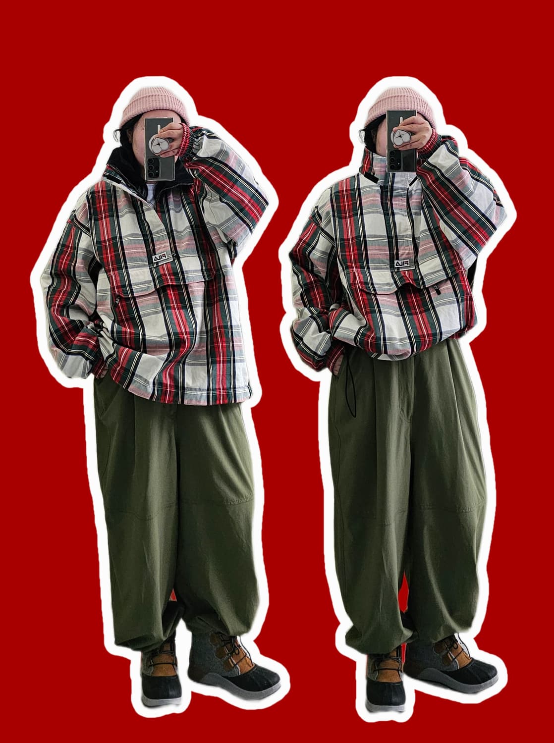 FILA 타탄체크 기모 아노락 상품이미지2