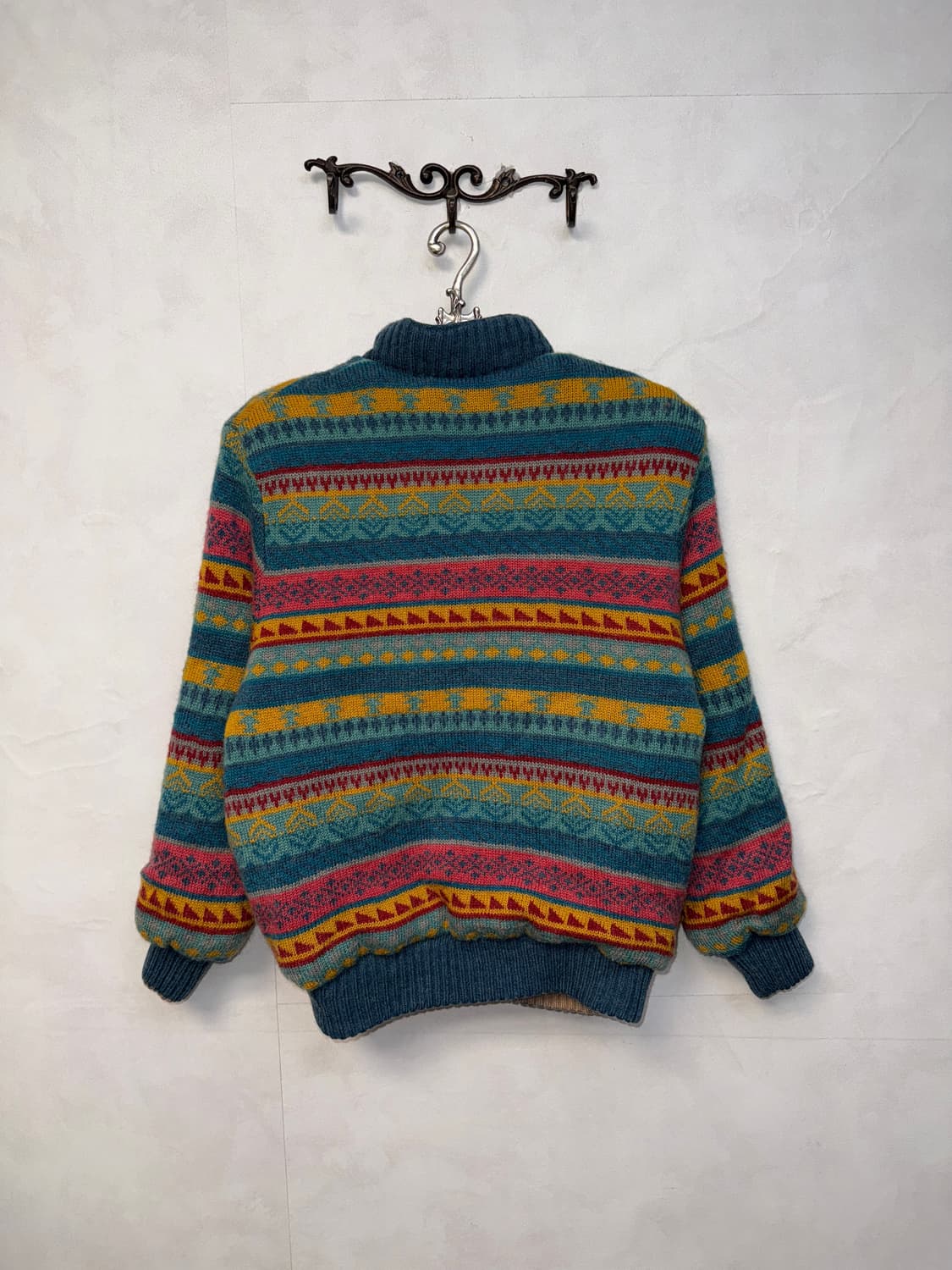 Pink blue nordic reversible knit zipup 상품이미지3