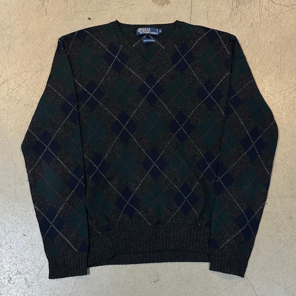 M 폴로랄프로렌 100% 램스울 아가일 브이넥 니트 상품이미지2