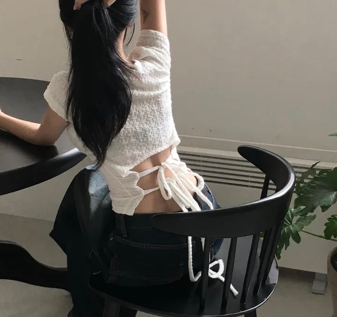 에이블리 리즈리버 백트임 리본 반팔 블라우스  상품이미지2