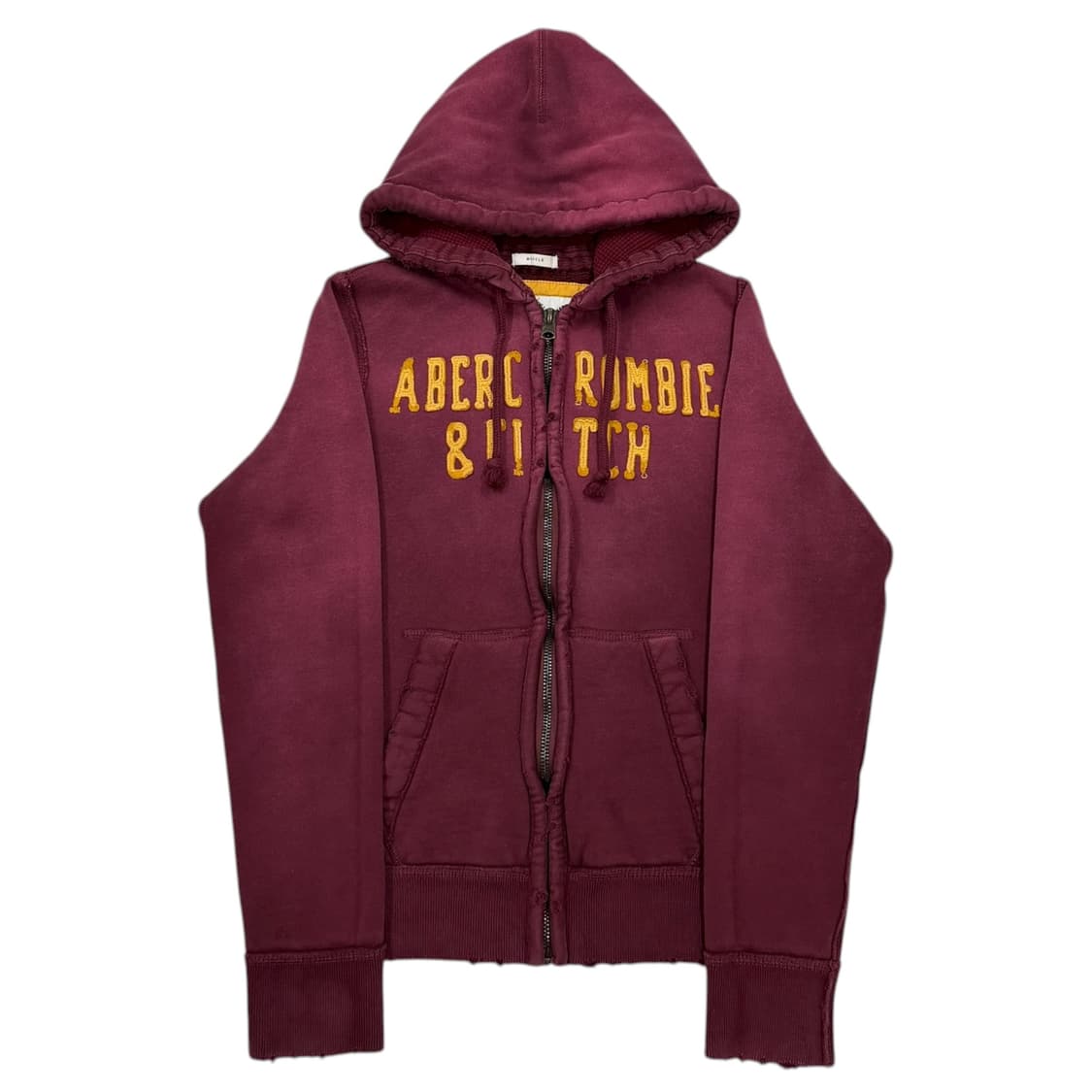 아베크롬비 빈티지 스펠로고 Y2K 데미지 디테일 후드집업 자켓 버건디 M 상품이미지1