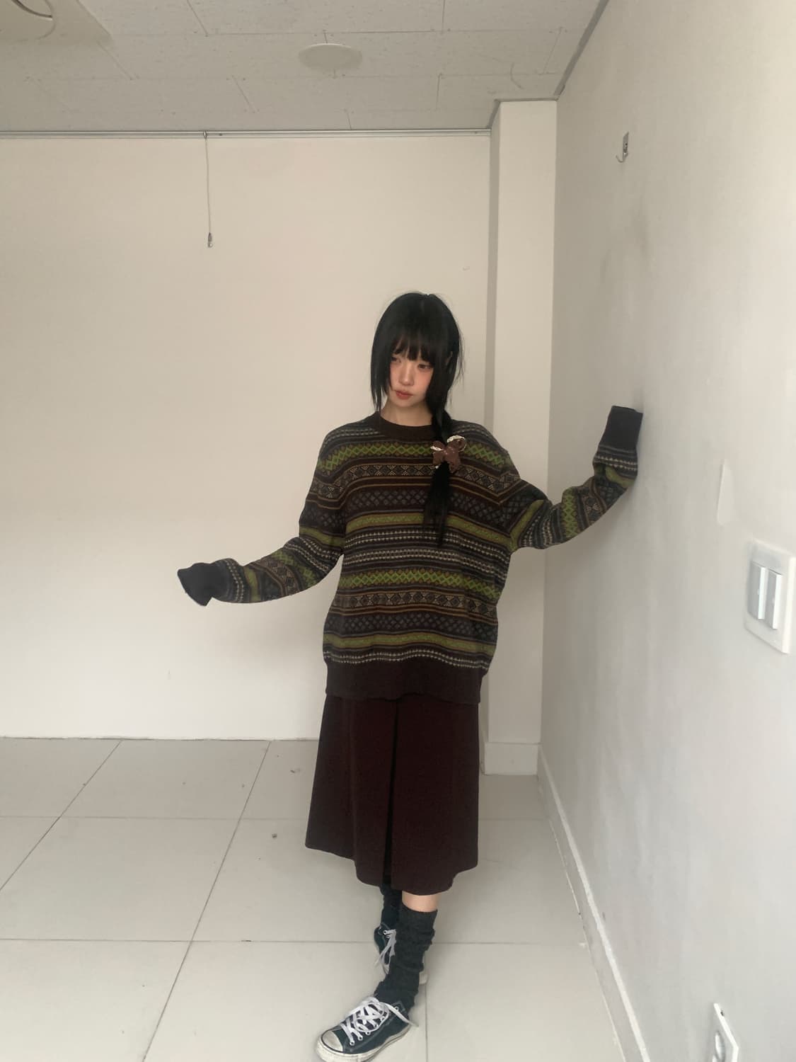 (Vintage)Wool slit long skirt 상품이미지5