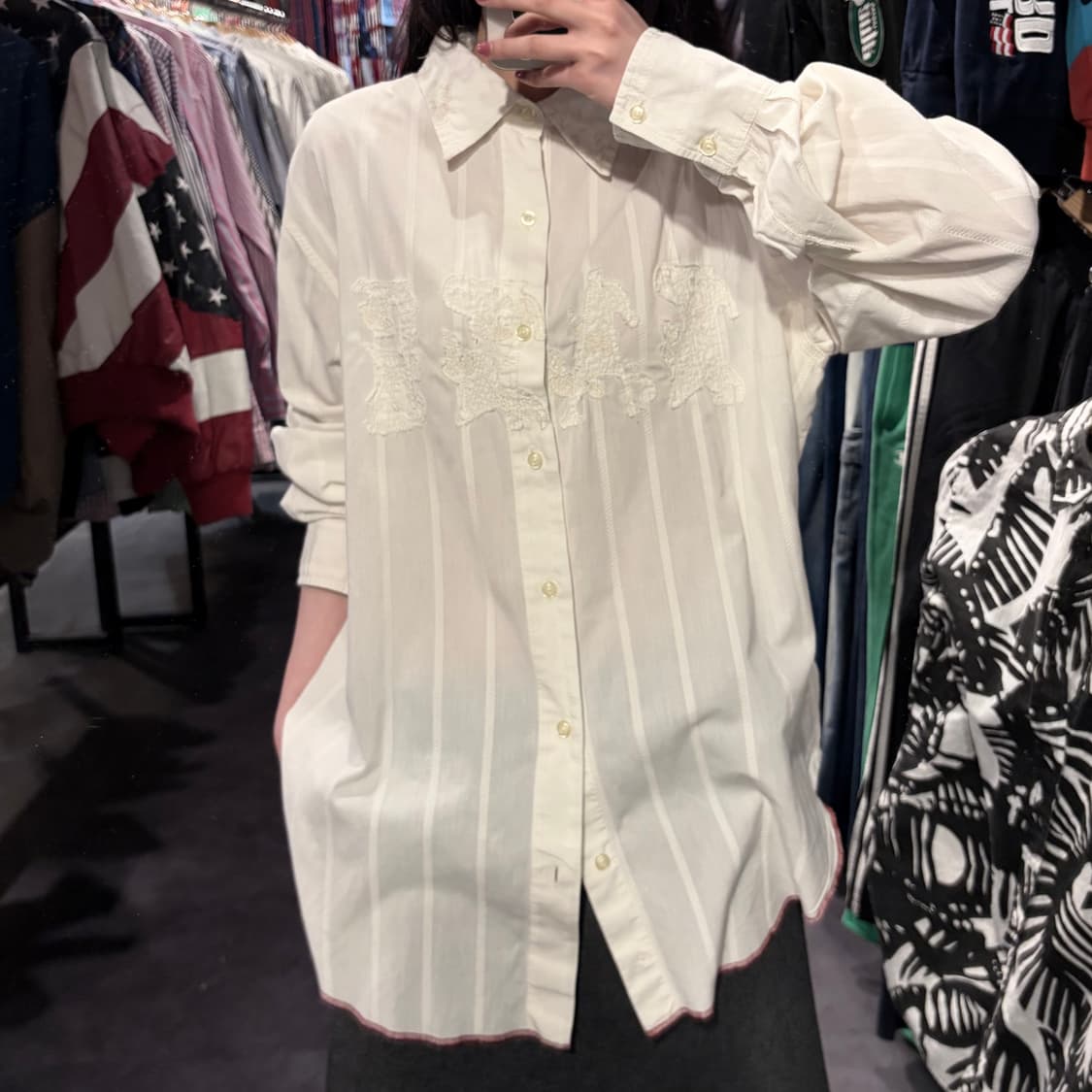 [IM] Vtg 아플리케 자수 셔츠 아이보리 상품이미지6