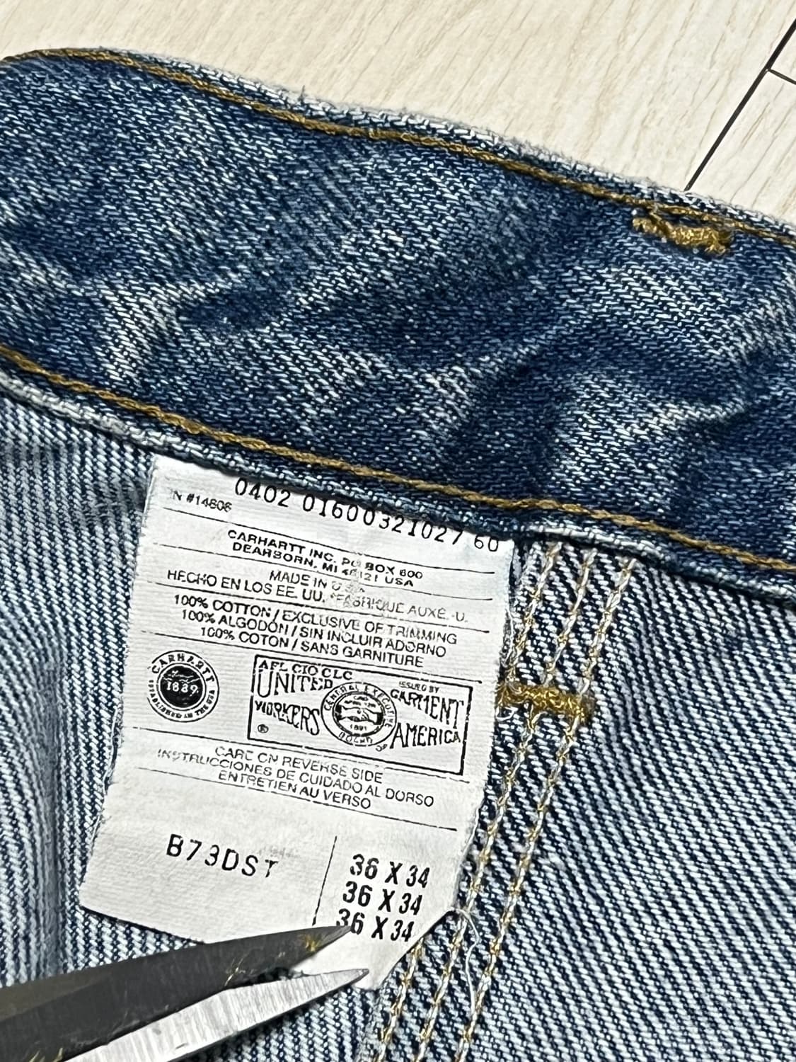 00s 빈티지 칼하트 더블니 데님 워크팬츠 B73DST 36사이즈 상품이미지5