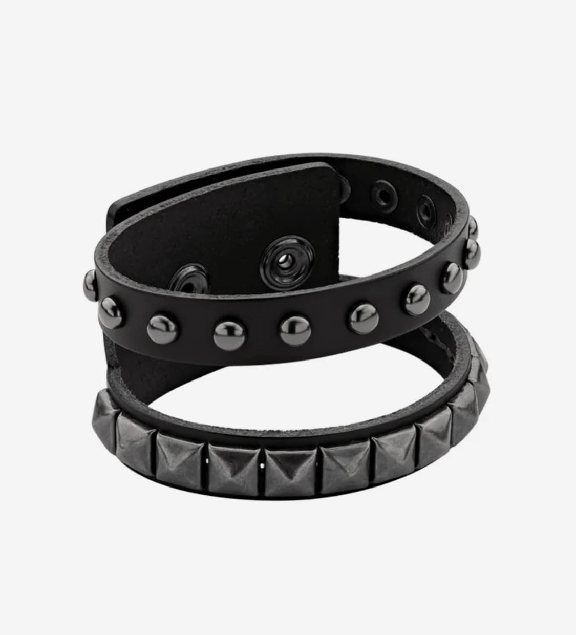 에브리벌스데이 Double stud leather 스터드가죽레더팔찌 상품이미지1