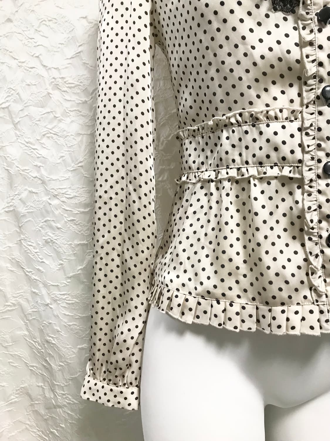 빈티지 긱시크 로걀 도트 프릴 블라우스 상품이미지4