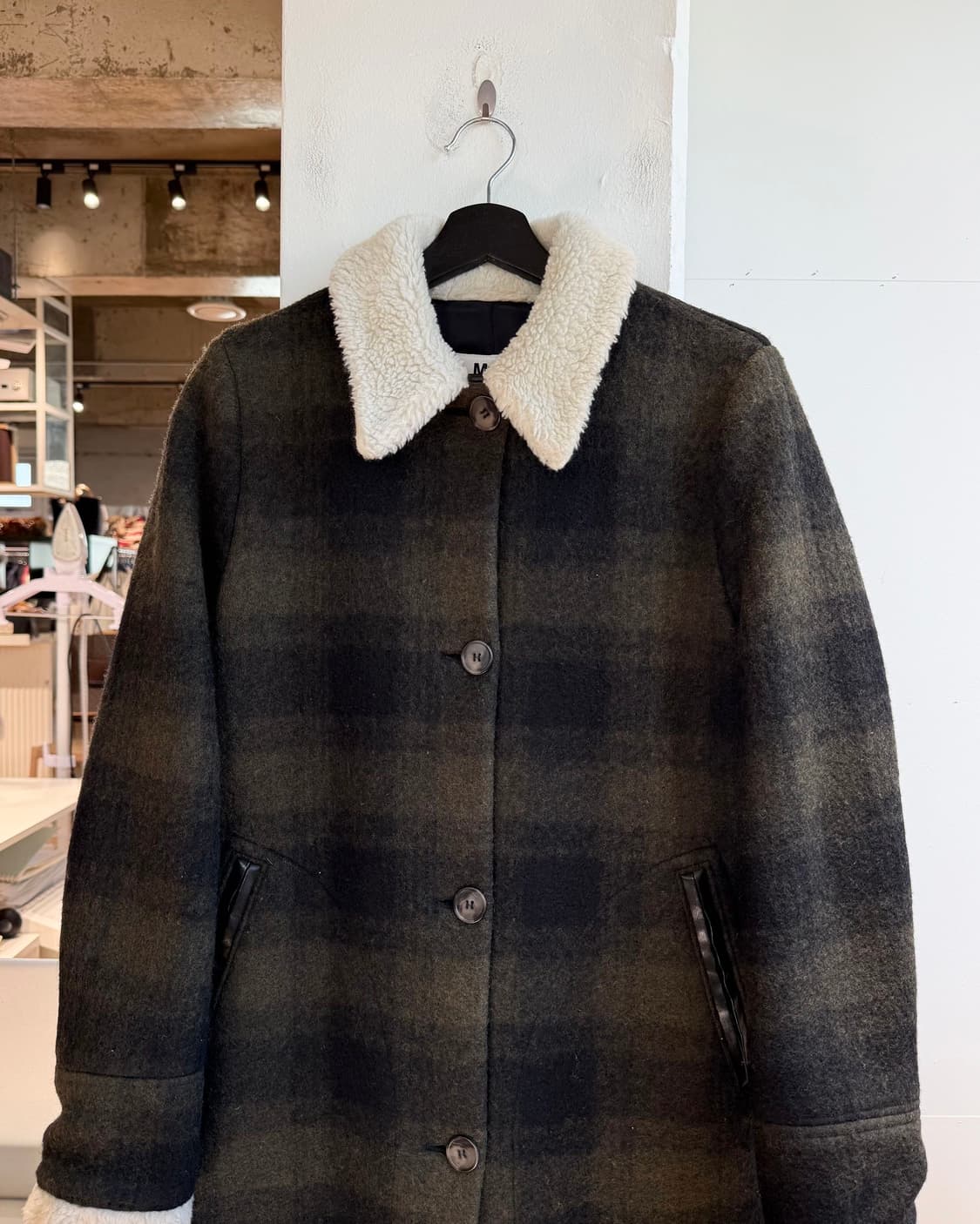 mm6 카키 체크패턴 롱 코트  상품이미지3