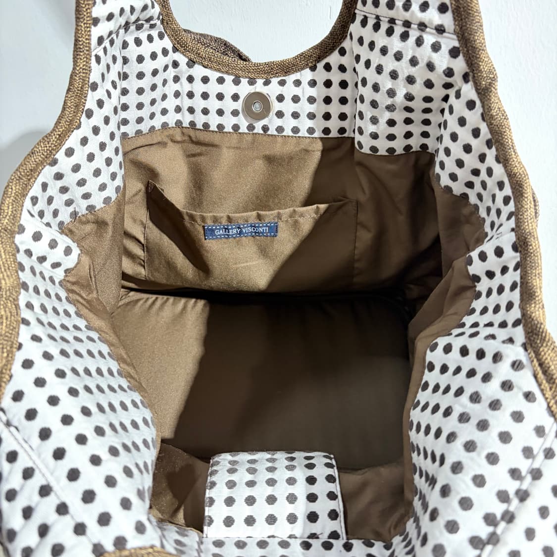 GALLERY VISCONTI 브라운 도트 리본 오네갸루 가방 토트백 상품이미지7