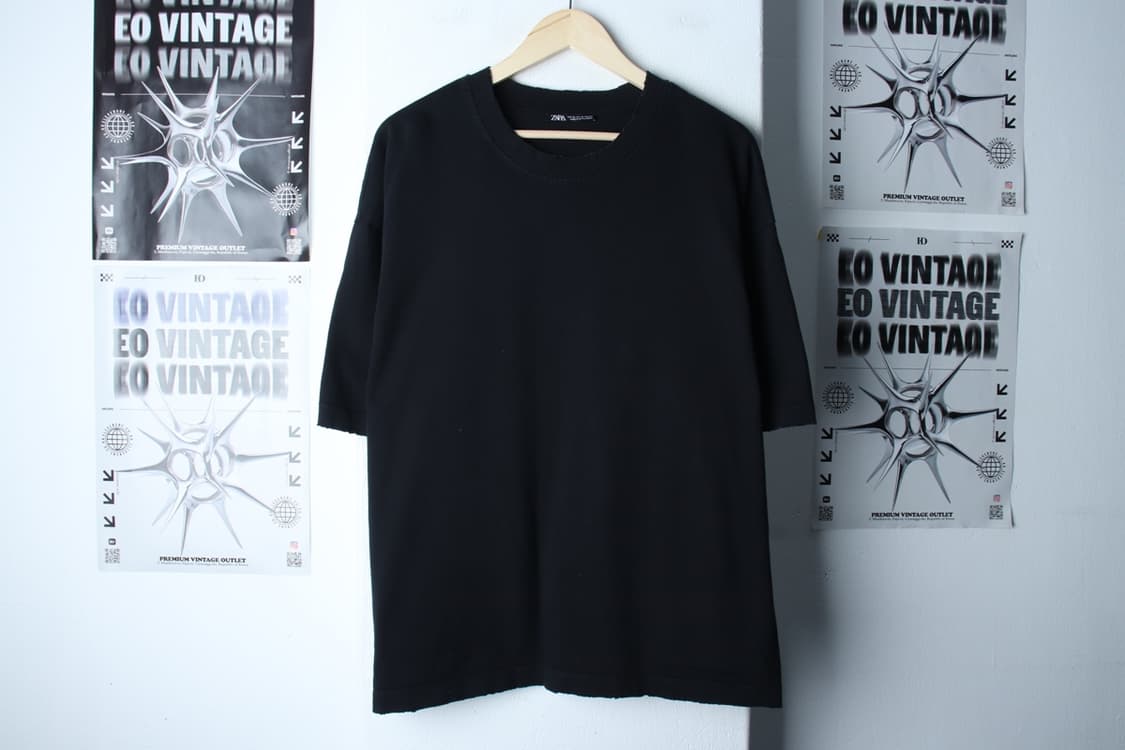 (XL-2XL) 자라 반팔 티셔츠 빅사이즈 블랙 무지 그런지-H31730 상품이미지2