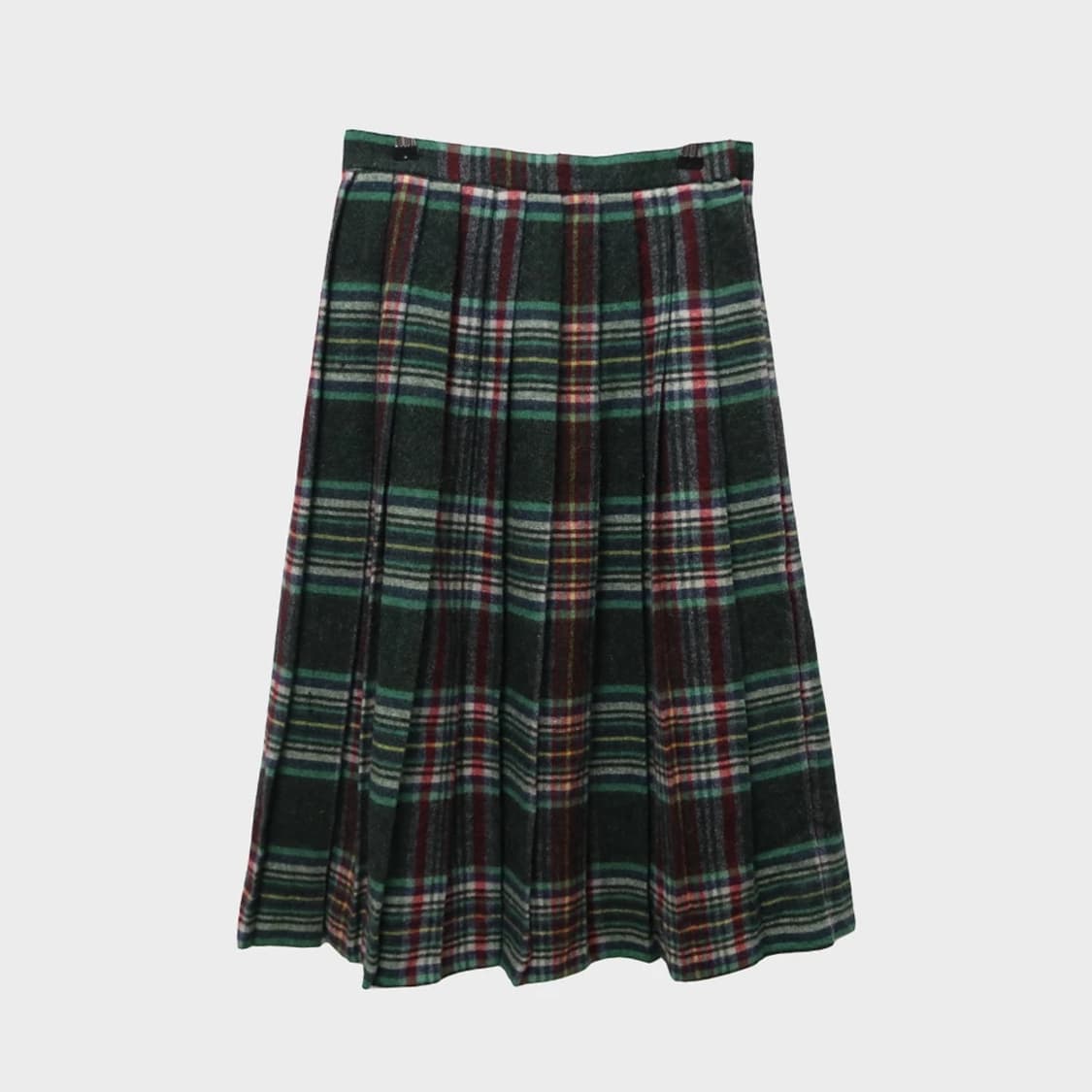 체크 울 혼방 플리츠 미디 스커트 62445 상품이미지1