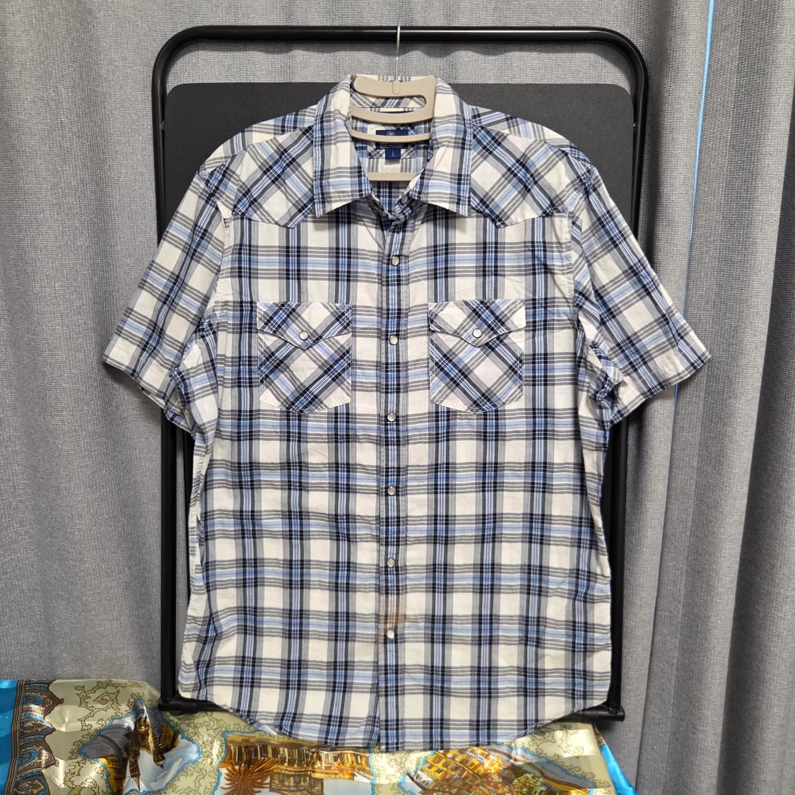 Old Navy 웨스턴 반팔 체크 셔츠 L-XL(100-105) 상품이미지1