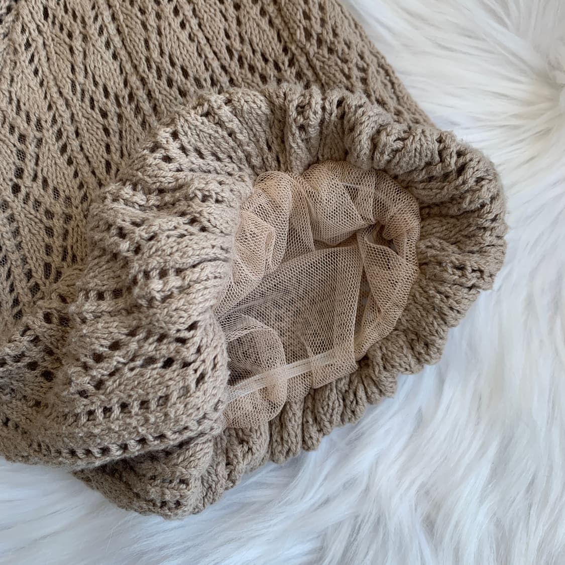 일본 빈티지 ems 셔링 스트링 퍼프 반팔 니트 1675 상품이미지5