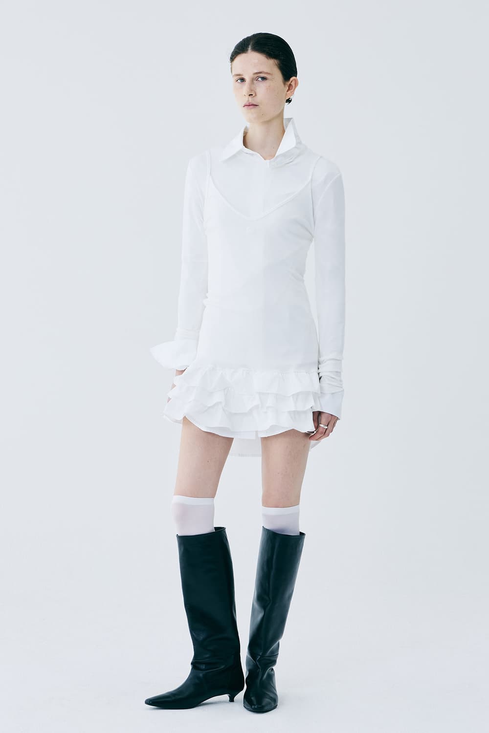 [For her/포허] Frill jersey dress 프릴 원피스 상품이미지2