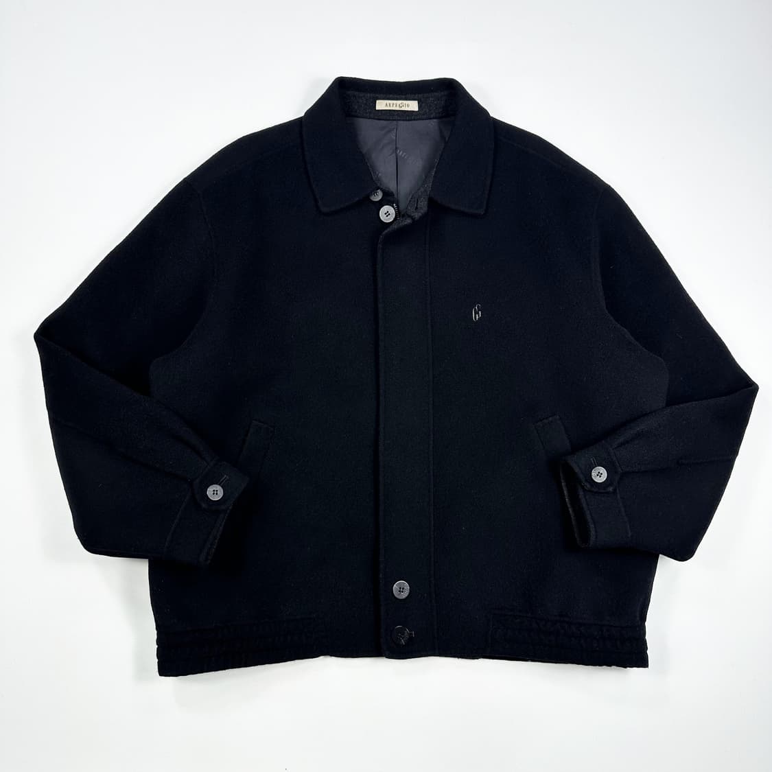 VTG 빈티지 블랙 모직 블루종 자켓 (XL) 상품이미지2