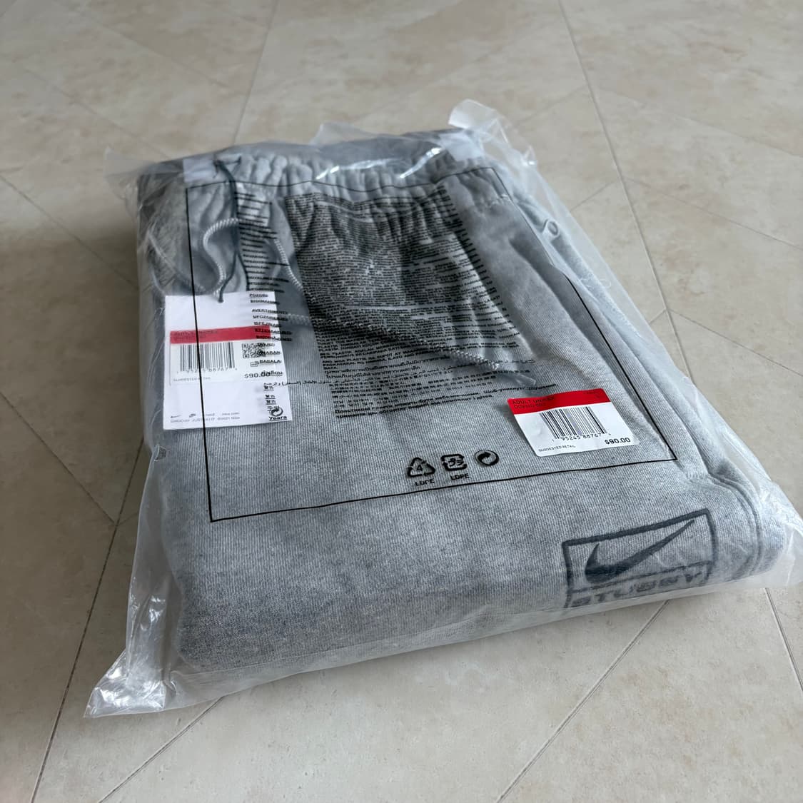 새상품(L)나이키x스투시 NRG 플리스 트레이닝 팬츠 다크 그레이 헤더 상품이미지1